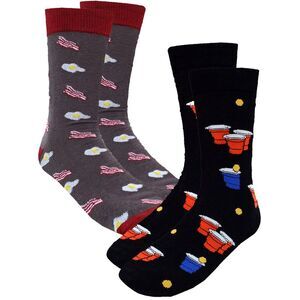 Beer Pong & Breakfast 2 Pack Mens Dress Crew Socks